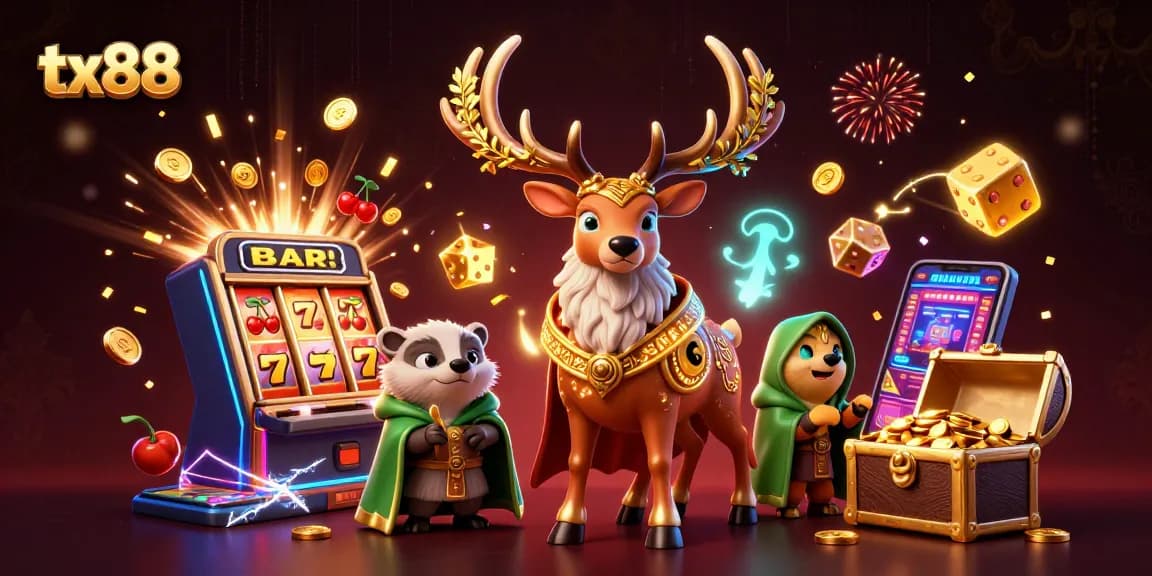 Experience thrilling gaming moments at tx88 with vivid characters and exciting casino elements exploding with energy.