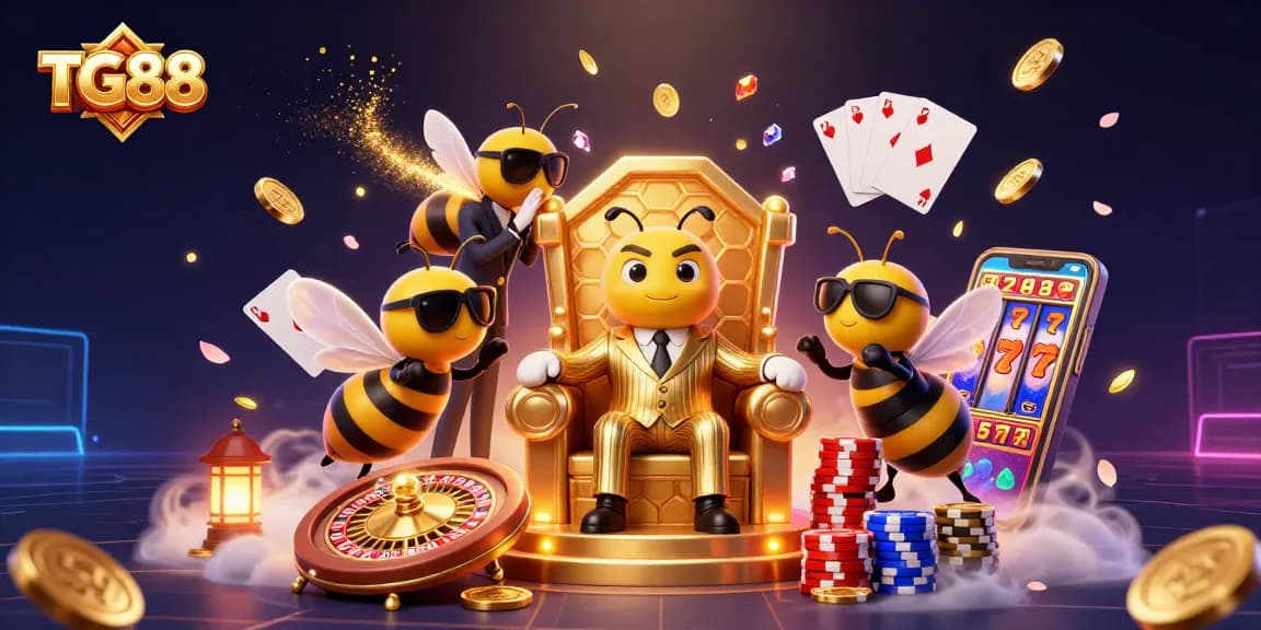 TG88 showcases exciting live gaming with animated bumblebee mob boss and dazzling casino elements
