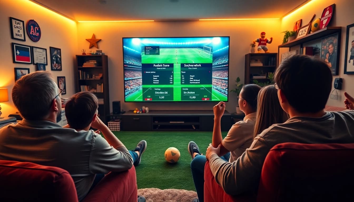 Socolive.network providing an engaging football viewing experience in a vibrant home setting.