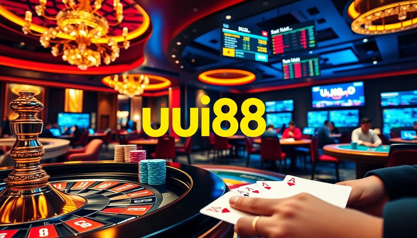 Experience thrilling action at uu88 company with vibrant poker chips and casino tables.