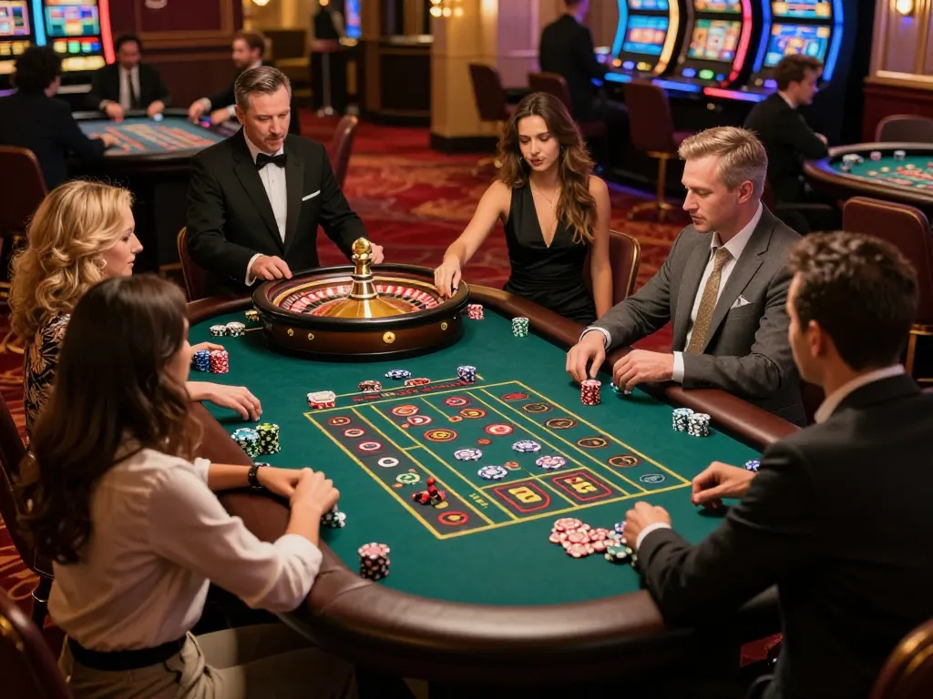 Các người chơi tận hưởng hành động roulette hồi hộp tại 789 club, thể hiện bầu không khí chơi game sôi động.