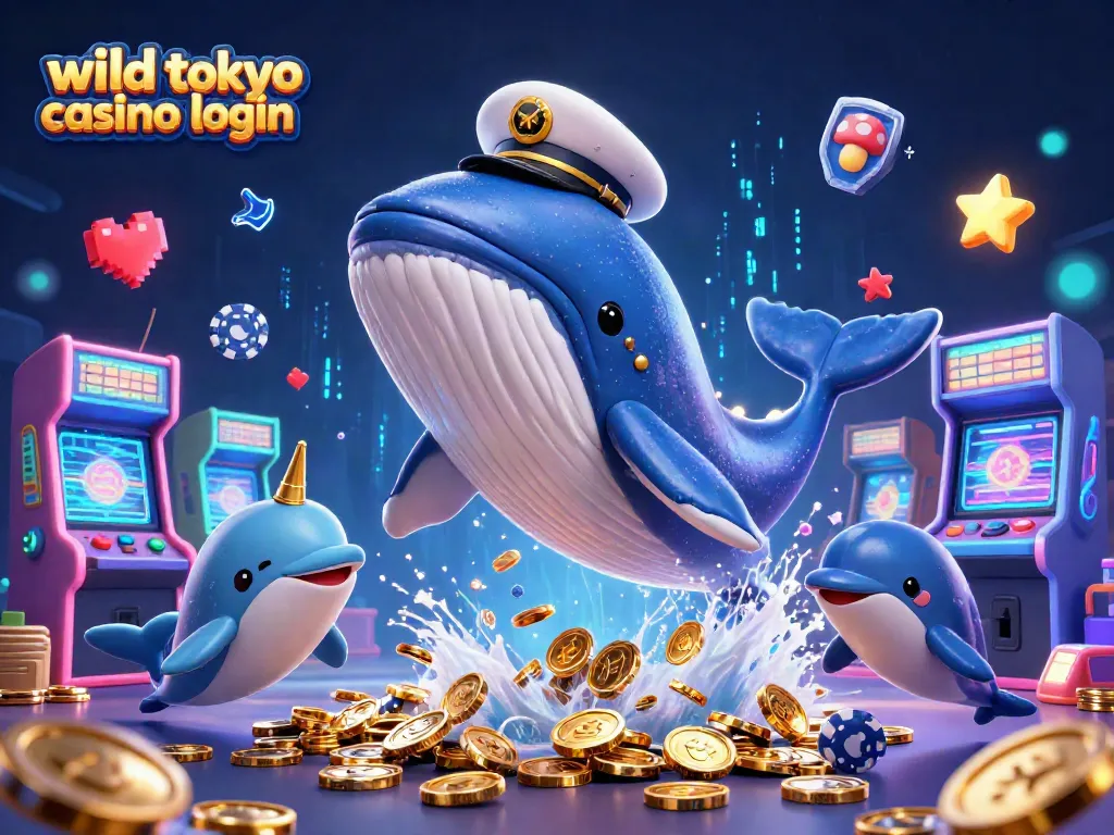 Engaging scene with wild tokyo casino login characters playing amidst casino elements and vibrant colors.