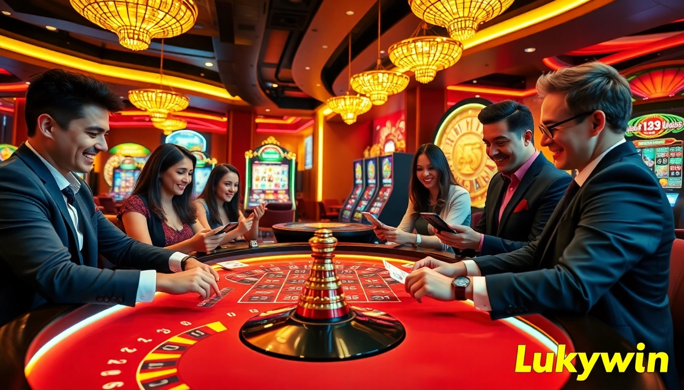 Players enjoying thrilling games at Luckywin's vibrant online casino environment.