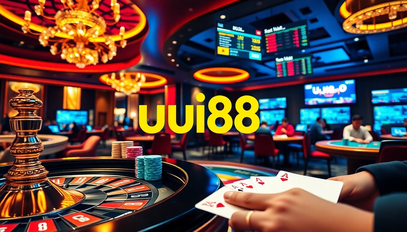 Experience thrilling action at uu88 company with vibrant poker chips and casino tables.