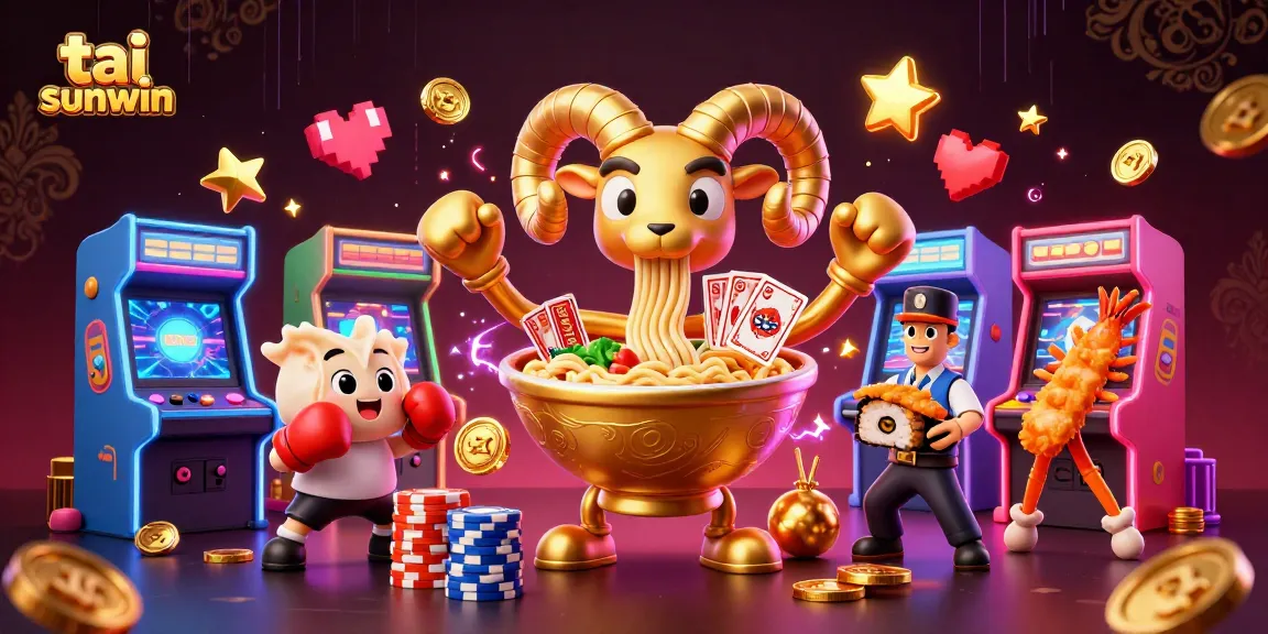 Experience the excitement of tai sunwin with vibrant game elements in a dynamic 3D casino scene.